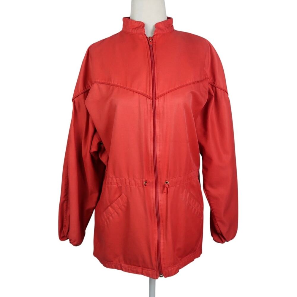 Vintage 80s Alex Altoviti Red Utility Windbreaker Jacket Coated Italian